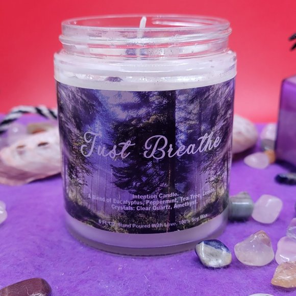 Just Breathe Crystal Infused Candle - Picture 1 of 4
